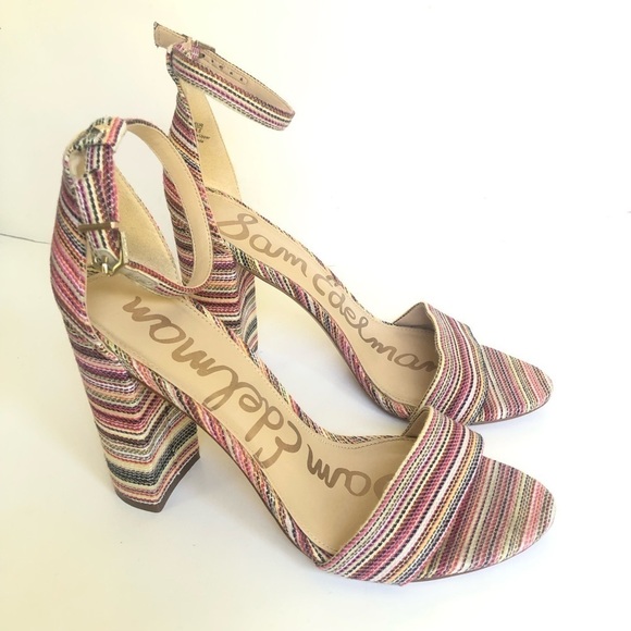 Sam Edelman Womens Yaro Striped Ankle Strap Block Heel Sandals Size 8.5 - Picture 4 of 15